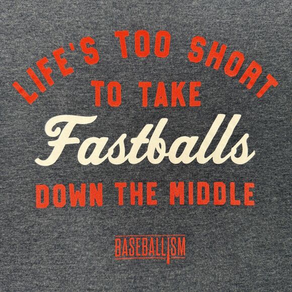 Baseballism Shirt Mens Medium Blue Lifes Too Short Fastballs Graphic Tee Cotton - Picture 1 of 10